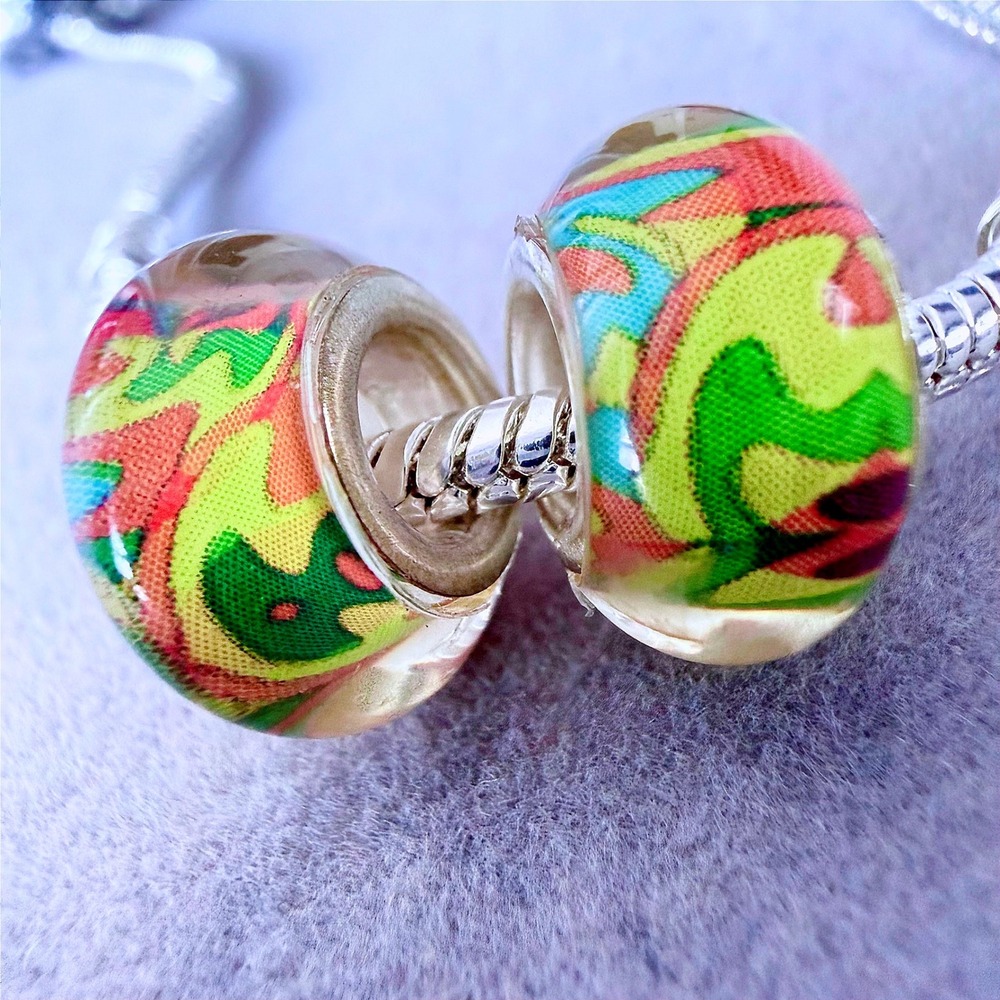 2 PCs Rainbow Swirl Spacer Bead Charm fits‎ PANDORA